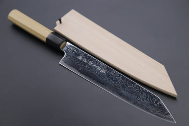 Fu-Rin-Ka-Zan Kiritsuke FRD-8 Kiritsuke 240mm (narrower blade width) Fu-Rin-Ka-Zan R-2 Damascus Wa Series Special Kiritsuke-Slicer (240mm and 270mm, 2 sizes, Narrower Blade Width, Octagonal Magnolia Wood Handle)
