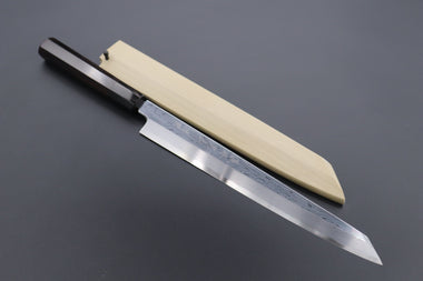 Fu-Rin-Ka-Zan Kiritsuke Yanagiba Fu-Rin-Ka-Zan Limited, Blue Steel No.1 Suminagashi Kiritsuke Yanagiba (270mm to 300mm, 2 Sizes, Octagon Shaped Ebonywood Handle)