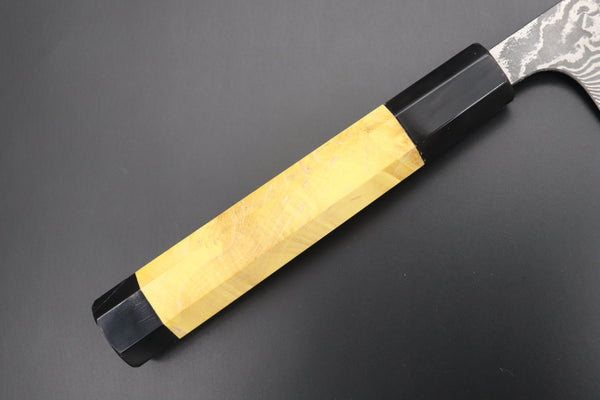Fu-Rin-Ka-Zan Wa Sujihiki FRYP-50 Wa Sujihiki 270mm (10.6 inch) Fu-Rin-Ka-Zan YUTAKA 豊佳 Series R-2 Damascus Edition FRYP-50 Wa Sujihiki 270mm (10.6 inch, Sunny Yellow Color Stabilized Maple Burl Wood Handle)
