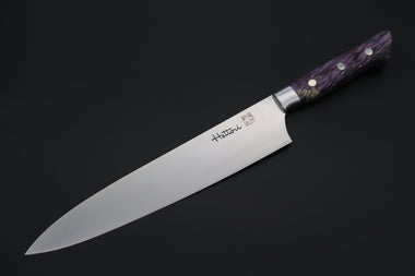 Hattori Gyuto Hattori Forums Custom Limited Edition FH Solid VG-10 Series FH-7SPPURPLE Gyuto 240mm (9.4 Inch, PURPLE Color Stabilized Box Elder Wood Handle)
