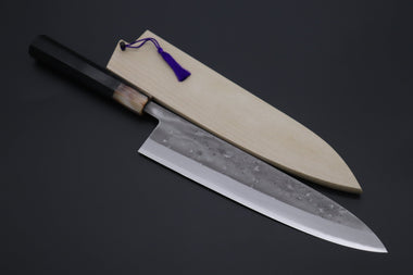 JCK Natures Wa Gyuto JCK Natures "Super Blue Moon Series" BMS-5LE Wa Gyuto 240mm (9.4 inch, Octagonal Ebonywood Handle)