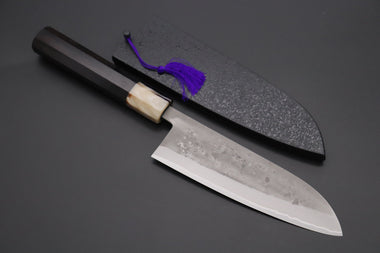 JCK Natures Wa Santoku JCK Natures "Super Blue Moon Series" BMS-3E Wa Santoku 170mm (6.6 inch, Octagonal Ebonywood Handle)