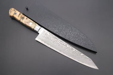 Kagayaki Gyuto JCK Original Kagayaki NOVEL- Limited Edition Custom R-2 Damascus Series KNLTD-83 Kiritsuke-Gyuto 200mm (7.8 inch, Forged Blade)