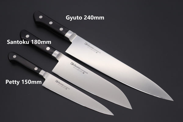 Misono Gyuto D. Petty150mm Santoku180mm Gyuto240mm / Right Handed JCK Special Set "First Japanese Knife Set Type I" Misono