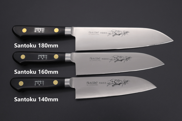 Misono Santoku No.180 Santoku 140mm(5.5inch, Flower Engraving) / Right Handed Misono Sweden Steel Series Santoku (140mm to 180mm, 3 Sizes)
