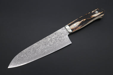 Mr. Itou Gyuto Mr. Itou & Mr. Nagata "Treasure & Pleasure" Limited Edition R-2 Custom Damascus Gyuto 165mm (6.8 inch, "Stag Handle", IT-7)