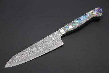 Mr. Itou Petty Mr. Itou & Mr. Nagata "Treasure & Pleasure" Limited Edition R-2 Custom Damascus Petty 135mm (5.3 inch, "Abalone Handle", IT-3)