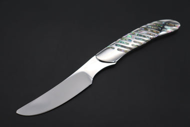 Others Steak Knife Koji Hara KH-540 M-390 Perfect Mirror Polish, Custom Utility Steak Knife "Circle Abalone"