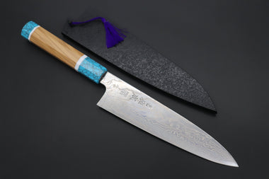 Sukenari Wa Gyuto SCL-351 ZDP189 Wa Gyuto 210mm (8.2 inch) Custom Limited Edition, Sukenari ZDP-189 Nickel Damascus Wa Gyuto 210mm (8.2 inch, SCL-351)