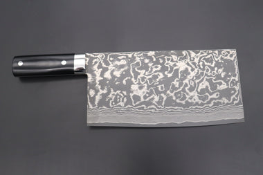 Takeshi Saji Chinese Cleaver Takeshi Saji VG-10 Custom Damascus Chinese Cleaver (Black Linen Micarta Handle)