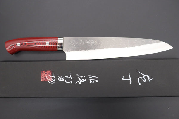 Takeshi Saji Gyuto Takeshi Saji SRS-13 Custom Series Gyuto (210mm and 240mm, 2 Sizes, Red & Black Linen Micarta Handle)