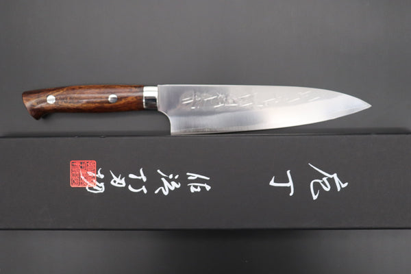Takeshi Saji Gyuto Takeshi Saji SRS-13 Hammer Forged, Custom Handmade Handle Series Gyuto (210mm and 240mm, 2 Sizes, Ironwood Handle)
