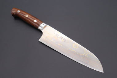 Takeshi Saji Santoku Master Saji Rainbow Damascus Series Santoku 180mm (7 inch, Ironwood Handle)