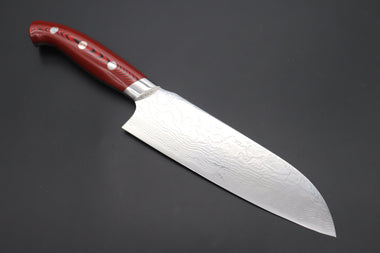 Takeshi Saji Santoku SNRD-5RW Santoku 175mm Takeshi Saji R-2 Custom Diamond Damascus Wild Series New Design SNRD-5RB Santoku175mm (6.8 inch, Red/Black Linen Micarta Handle)