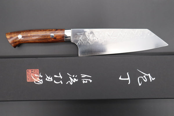 Takeshi Saji Santoku Takeshi Saji SRS-13 Hammer Forged, Custom Handmade Handle Series Bunka 175mm (6.8 inch, Ironwood Handle)