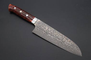 Takeshi Saji Santoku Takeshi Saji SUMMIT ― Limited Edition Custom Series SMT-1040 VG-10W Multi-Colored Golden-Rainbow Damascus Santoku 180mm (7 Inch)