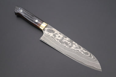 Takeshi Saji Santoku ST-2 Santoku 180mm (7 inch) / Stag Bone Handle Takeshi Saji VG-10 Custom Damascus Wild Series Santoku 180mm (7 inch, Stag Bone Handle)ST-2