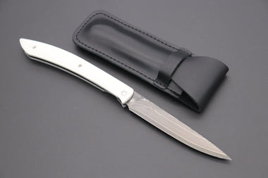 Takeshi Saji Steak Knife Takeshi Saji R-2 Damascus Steak Knife (White G-10 Handle)