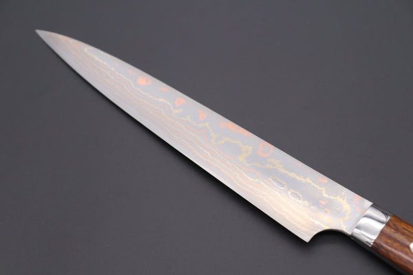 Takeshi Saji Sujihiki Master Saji Rainbow Damascus Series Sujihiki (240mm,270mm 2 sizes Ironwood Handle)