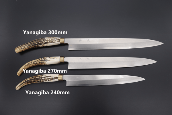 Takeshi Saji Yanagiba STJ-9 Yanagiba 270mm (10.6inch) Takeshi Saji Gingami No.3 Wa Bocho Series Yanagiba (240mm and 300mm, 3 Sizes, Stag Handle)