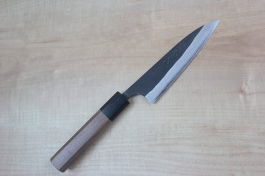 Fu-Rin-Ka-Zan Aogami Super Kurouchi Series Wa Petty (120mm and 150mm, 2 sizes, Octagon Shaped Walnut-Wood Handle) - JapaneseChefsKnife.Com
