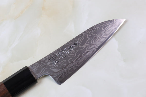 Tsukasa Hinoura Custom Knife ATS-34 Damascus Petty 105mm (4.1 inch, TH-7) - JapaneseChefsKnife.Com