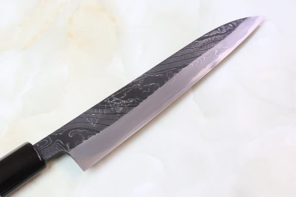Tsukasa Hinoura Custom Knife "Unryu-Mon" TH-11 Wa Petty 195mm (7.6 Inch, Enjyu Wood Handle with Water Buffalo Horn Ferrule & Butt)