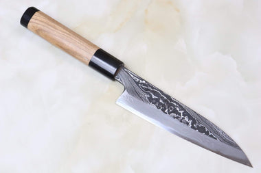 Hinoura Wa Petty Tsukasa Hinoura Custom Knife "Unryu-Mon" Wa Petty 135mm (5.3 Inch, TH-7P, Enjyu Wood Handle with Water Buffalo Horn Ferrule & Butt)