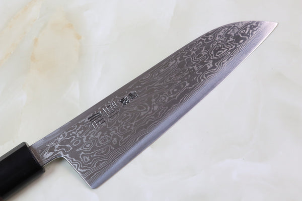 Hinoura Custom Knife ATS-34 Damascus Wa Santoku 170mm (6.6 inch, TH-9) - JapaneseChefsKnife.Com