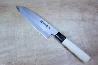 Mizuno Tanrenjo Wa Santoku D Shaped Magnolia Wooden Handle For Right Hander / Regular (Without Honba-Duke Sharpening Service) Mizuno Tanrenjo Akitada Hontanren Series Blue Steel No.2 Wa Santoku 180mm (7inch)