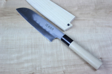 Mizuno Tanrenjo Akitada Honyaki Series White Steel Wa Santoku 180mm (7inch) - JapaneseChefsKnife.Com