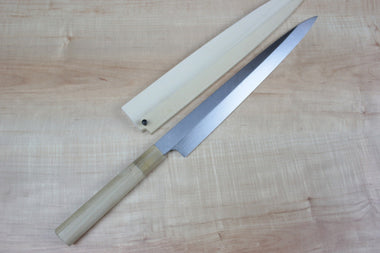 Mizuno Tanrenjo Akitada Honyaki DX Series Blue Steel No.2 Yanagiba (210mm to 360mm, 6 sizes) - JapaneseChefsKnife.Com