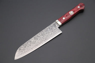 Mr. Itou Santoku Mr. Itou “Luna Series” R-2 Custom Damascus Santoku 170mm (6.6 inch, Red Color Micarta Handle (IT-189B)