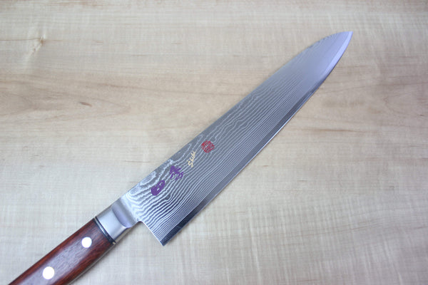 Limited Edition, SHIKI 守護神 Guardian Series "Calm Wave Damascus Version" SKQWI-6L Gyuto 240mm (9.4 inch, Quince Wood Handle) - JapaneseChefsKnife.Com