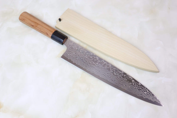 Sukenari Wa Gyuto G3D-3I Wa Gyuto 270mm Sukenari Gingami No.3 Nickel Damascus Wa Gyuto (210mm to 270mm, 3 sizes, Octagonal Japanese Yew Wood Handle)