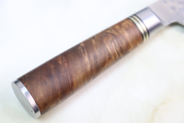 Takeshi Saji Bunka SNR-6 Bunka 180mm (7 inch) / Quince Burl Wood Handle Takeshi Saji Nature Series — Hammer Forged R-2 SNR-6 Bunka 180mm (7 inch, Quince Burl Wood Handle)