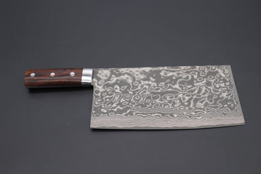 Takeshi Saji Chinese Cleaver Takeshi Saji R-2 Custom Damascus Chinese Cleaver (Ironwood Handle)