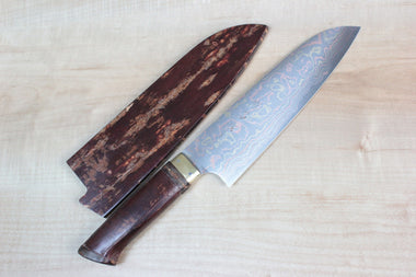 Master Saji Rainbow Damascus Sakura Series Santoku 180mm (7 inch) - JapaneseChefsKnife.Com
