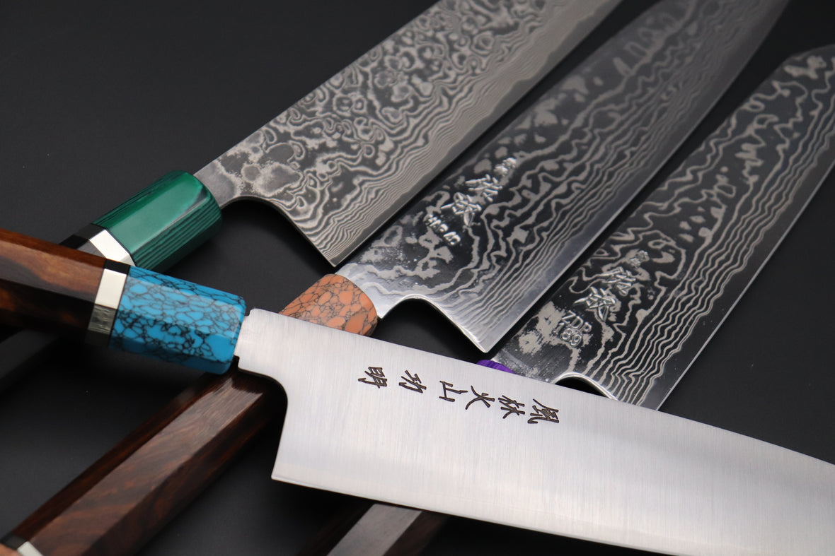JCK Natures Blue Clouds Series Blue Steel No.2 Nashiji Bunka Knife Set