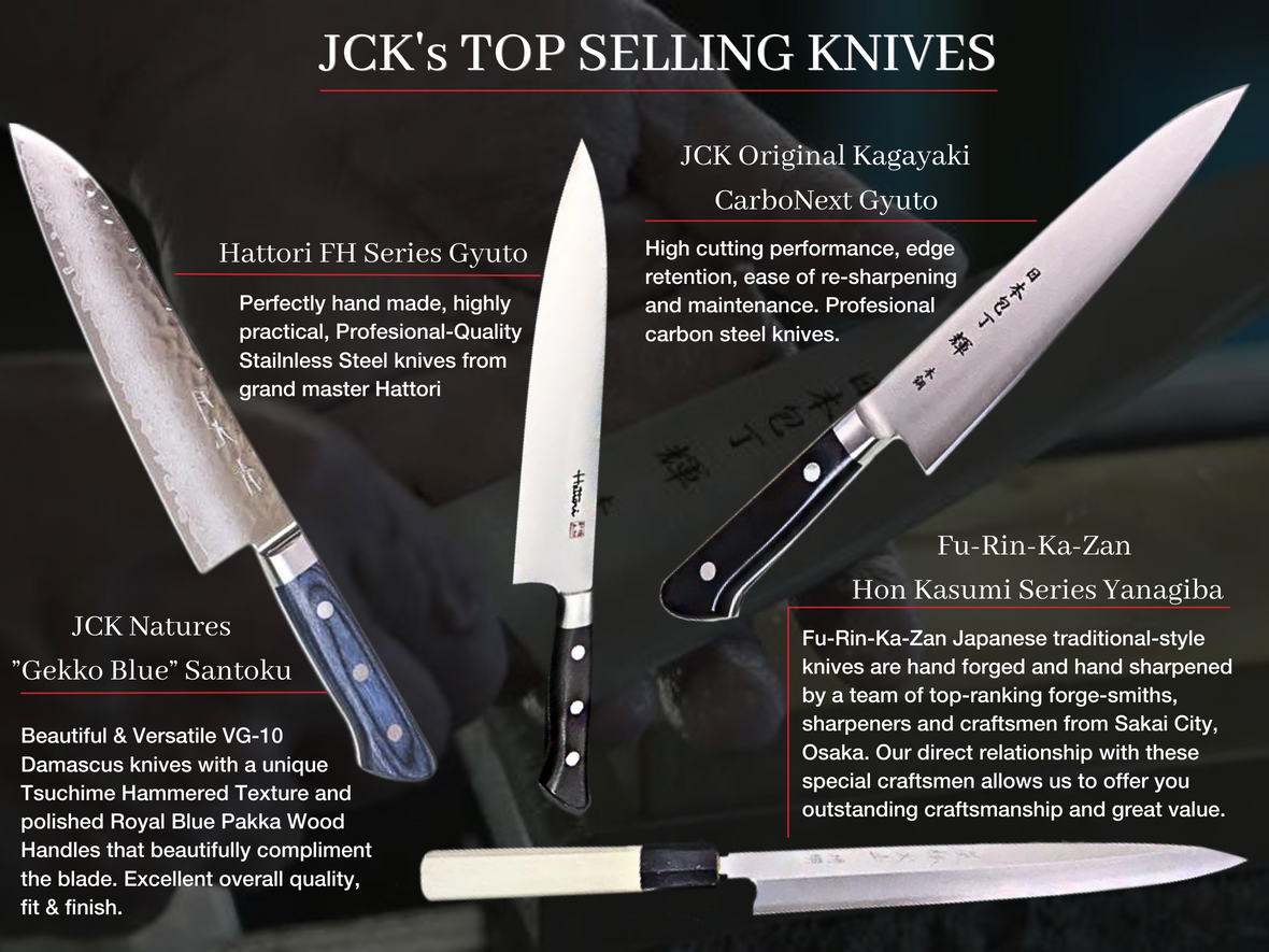 JCK Natures Blue Clouds Series VG-10 Hammered Damascus Knife Set