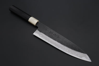 Mutsumi Hinoura White Steel No.1 Kurouchi Damascus Series "White Storm" MWS-6 Wa Gyuto 210mm (8.2 Inch)