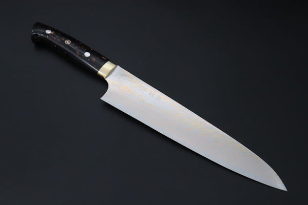 Takeshi Saji VG-10W Rainbow Damascus Series TS-8 Gyuto 240mm (9.4 Inch, Black and Copper Texture Dupont Corian Handle)