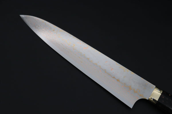 Takeshi Saji VG-10W Rainbow Damascus Series TS-8 Gyuto 240mm (9.4 Inch, Black and Copper Texture Dupont Corian Handle)