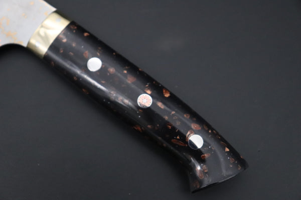 Takeshi Saji VG-10W Rainbow Damascus Series TS-8 Gyuto 240mm (9.4 Inch, Black and Copper Texture Dupont Corian Handle)