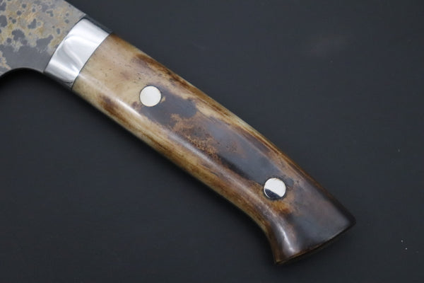 Takeshi Saji VG-10W Multi-Colored Golden-Rainbow Damascus Series TS-9 Nakiri 165mm (6.4 Inch, Smooth Bone Handle)