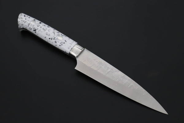 Takeshi Saji SRS-13 Hammer Forged, Custom Handmade Handle Series TS-11 Petty 135mm (5.3 inch, White Dupont Corian Handle)