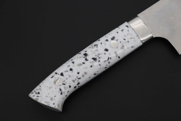 Takeshi Saji SRS-13 Hammer Forged, Custom Handmade Handle Series TS-12 Bunka 175mm (6.8 inch, White Corian Handle)