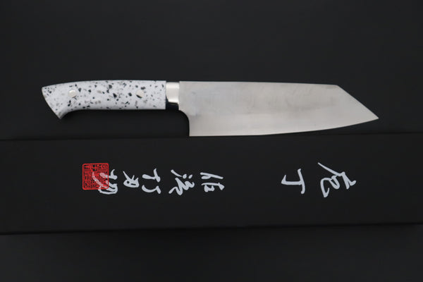 Takeshi Saji SRS-13 Hammer Forged, Custom Handmade Handle Series TS-12 Bunka 175mm (6.8 inch, White Corian Handle)