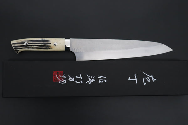 Takeshi Saji SRS-13 Hammer Forged, Custom Handmade Handle Series TS-13 Gyuto 240mm (9.4 Inch, Stag Bone Handle)