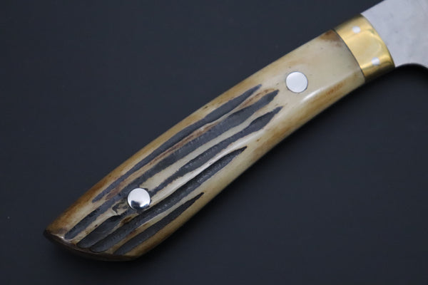 Takeshi Saji SRS-13 Custom Hammered Forged Tsuchime Damascus, Custom Handmade Handle Series TS-15 Sujihiki 270mm (10.6 inch, Stag Bone Handle)